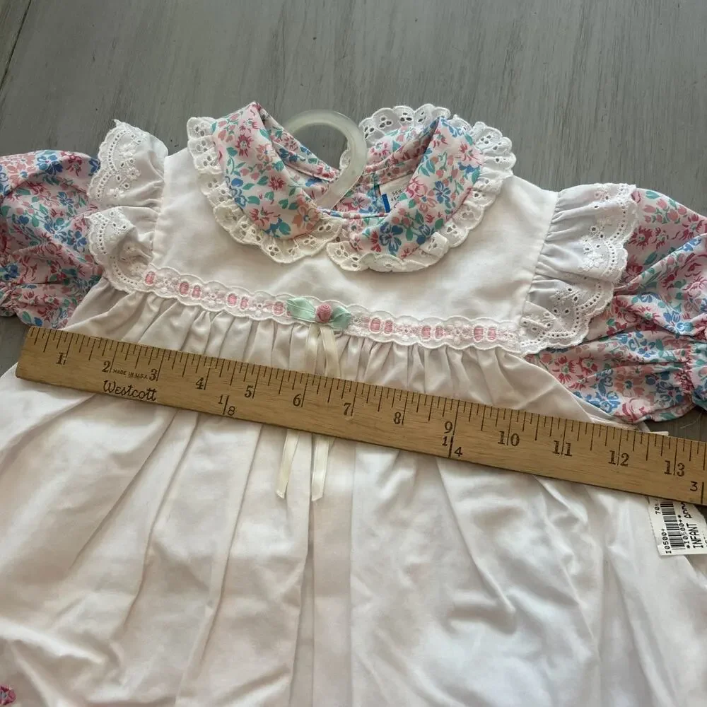 NWT Floral Milkmaid Toddler Dress Sz 24 Months Lace Cottage Victorian Vtg 90s